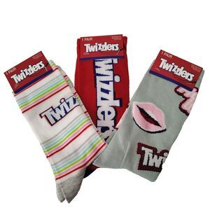 Twizzlers Candy 3-pair Candy Food Novelty Mens Adult Size 6-13 Crew Socks NWT